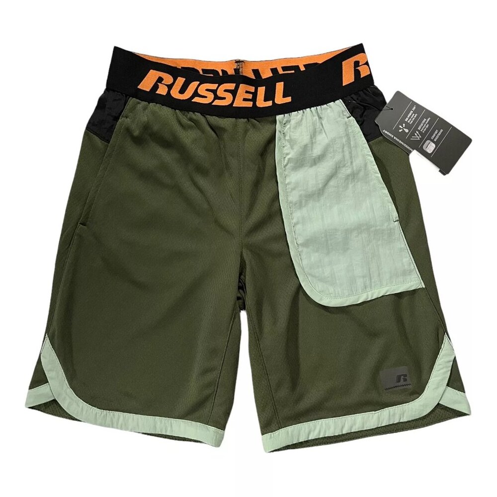 Russell Boy's Athletic Shorts Size‎ L(10-12) Green Hand Pockets Dry Power